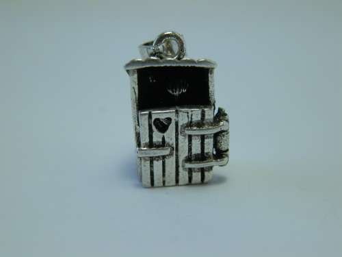 Sterling silver toilet hut charm / pendant with movable door - thirty (30) days to pay