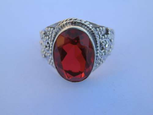 Sterling silver 5 ct fire garnet ring - thirty (30) days to pay