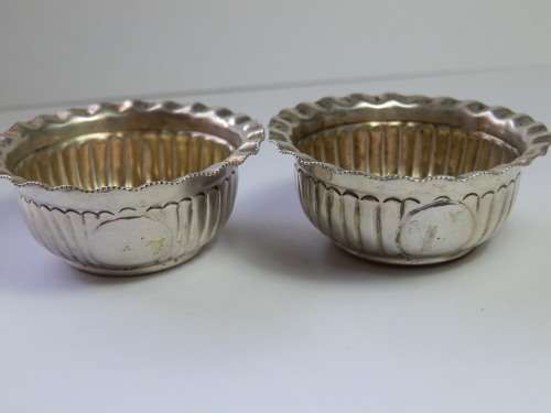 Antique 21.2 g sterling silver pair open salts, Birmingham, circa 1894 - seven (7) days to pay