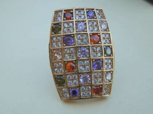 Sterling silver multi color quartz ring, 11.1 g - seven (7) days to pay