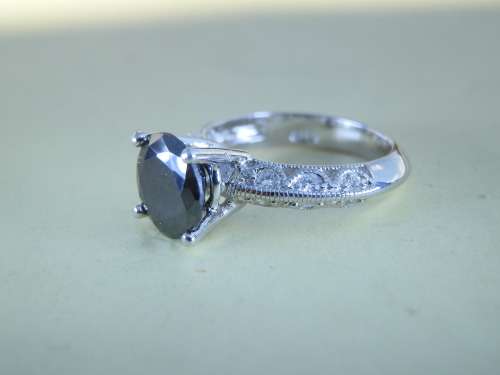 Sterling silver 2.25 ct black moissanite diamond ring - seven (7) days to pay