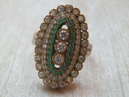 Sterling silver white and green quartz ring - thirty (30) days to pay