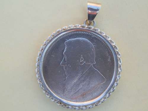 Vintage sterling silver Kruger 1892 two shilling coin pendant - seven (7) days to pay