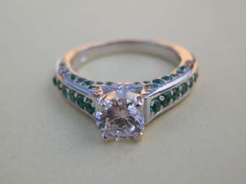 Sterling silver natural emerald and topaz ring - seven (7) days to pay