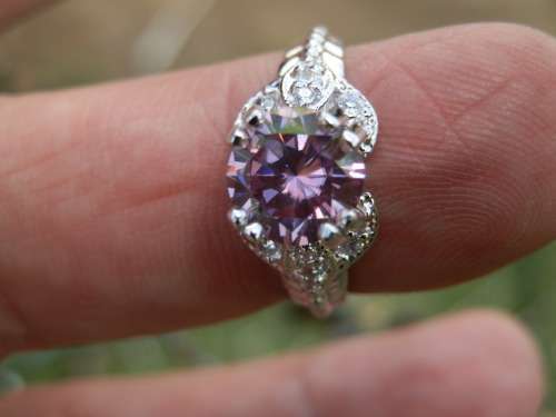 Sterling silver 1.42 ct pink moissanite diamond ring - seven (7) days to pay