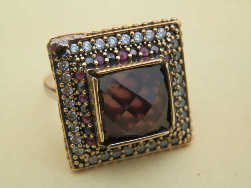 Sterling silver amethyst and ruby ring - thirty (30) days to pay