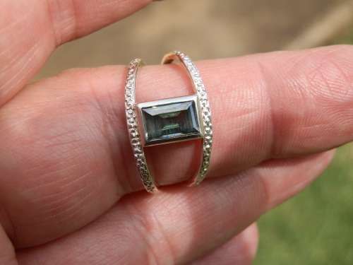 Sterling silver 1.25 ct sea green moissanite diamond ring - seven (7) days to pay