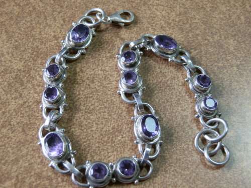 Heavy (19 g) vintage sterling silver amethyst bracelet - thirty (30) days to pay