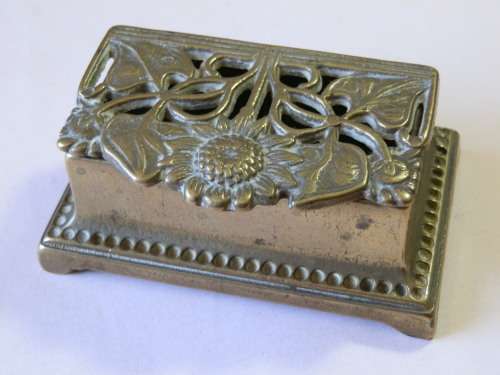 Vintage "sunflower" double brass stamp holder