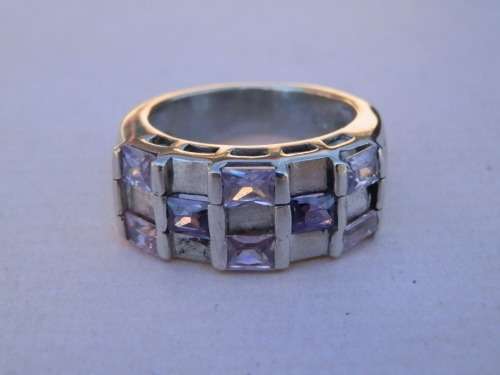 Sterling silver multi gem ring, 8.6 g.