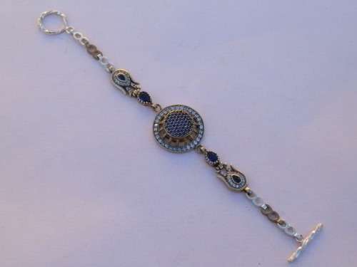 LATE ENTRY!!  Sterling silver sapphire and topaz bracelet, 15.7 g.