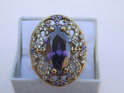 Sterling silver amethyst and topaz ring, 12.5 g.