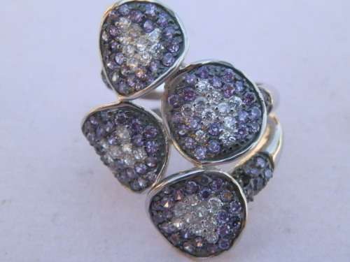 Sterling silver amethyst and topaz ring, 10 g.