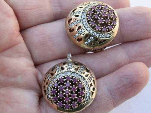 Sterling silver ruby ring and pendant combo, 14.6 g.