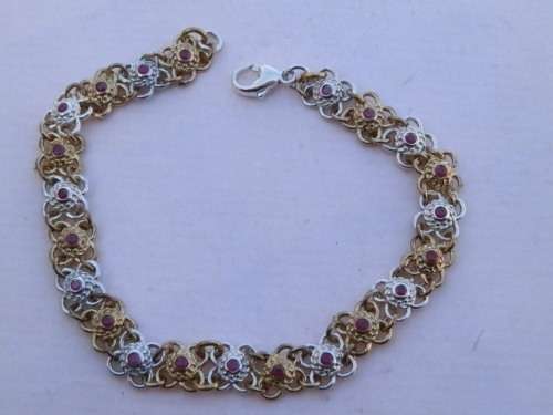 Sterling silver ruby bracelet, 12.6 g.