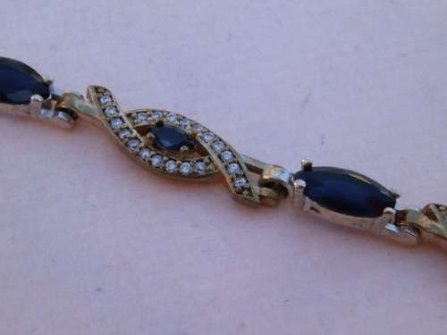 Sterling silver sapphire bracelet, 15.6 g.