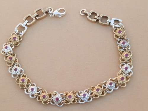 Sterling silver ruby bracelet, 12.8 g.