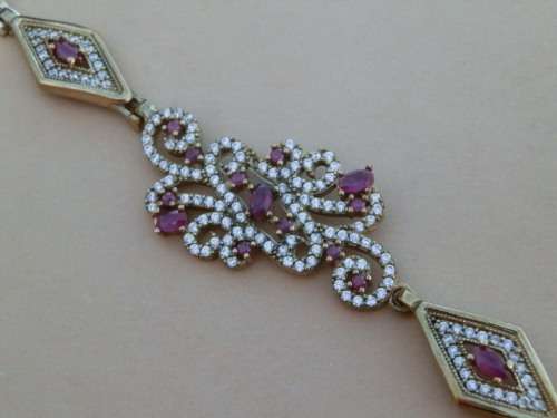 Sterling silver ruby bracelet, 21.1 g.