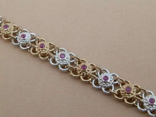 Sterling silver ruby bracelet, 11.6 g.
