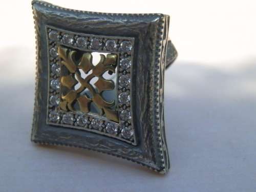 Sterling silver topaz ring, 11.6 g.