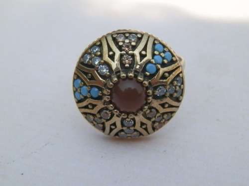 Pretty sterling silver multi gem ring, weight 4.6 g.