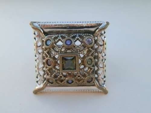 Exquisite sterling silver multi gem ring - weight 8.7 g.  Thirty (30) days to pay.