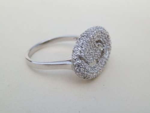 Adorable paved sterling silver ring - weight 4.6 g.  Thirty (30) days to pay.