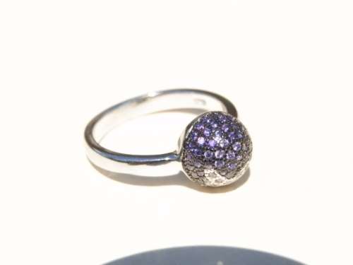 Charming sterling silver amethyst and topaz ring - weight 4 g.