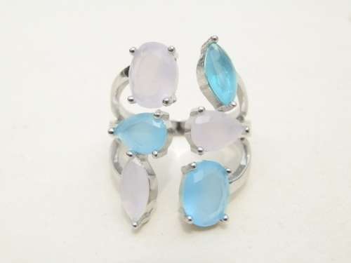 Charming sterling silver multi gem ring - weight 5 g.  Thirty (30) days to pay