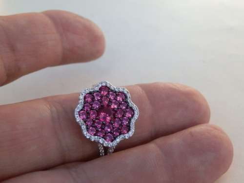 Fabulous SOLID sterling silver ruby cluster ring - weight 3.8 g.  Thirty (30) days to pay