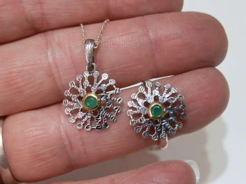 Fabulous sterling silver emerald ring and necklace set.