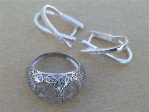 LATE ENTRY!!  Astonishing solid sterling silver ring and earrings combo - weight 6.98 g.