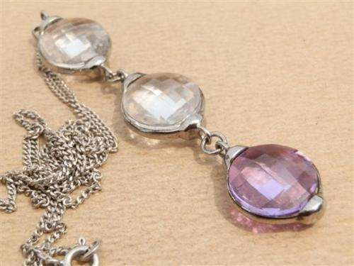 Alluring solid sterling silver multi gem pendant and chain - weight 27.04 g.