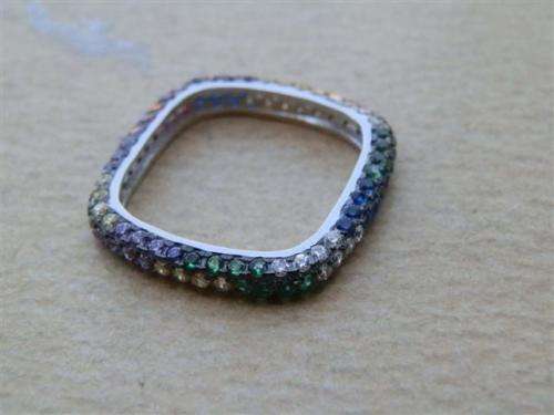 Stunning solid sterling silver ruby, sapphire, amethyst and topaz ring - weight 2.33 g.