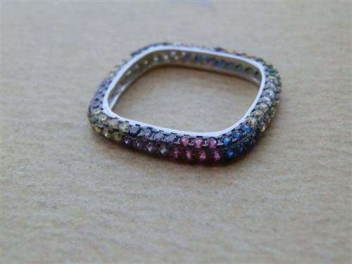 Stunning solid sterling silver ruby, sapphire, amethyst and topaz ring - weight 2.33 g.