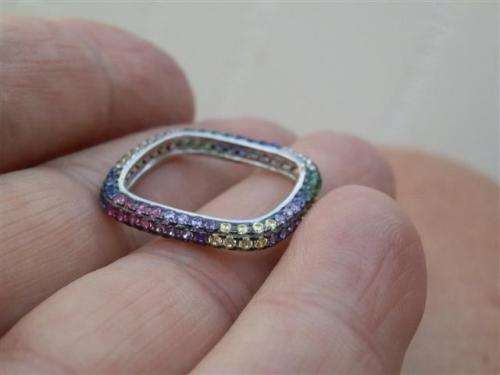 Stunning solid sterling silver ruby, sapphire, amethyst and topaz ring - weight 2.33 g.