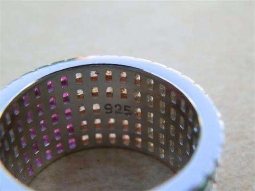 Exquisite solid sterling silver ruby/sapphire/amethyst/topaz ring - weight 6.85 g.