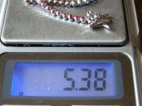 Awesome solid sterling silver ruby and blue sapphire bracelet - weight 5.38 g.