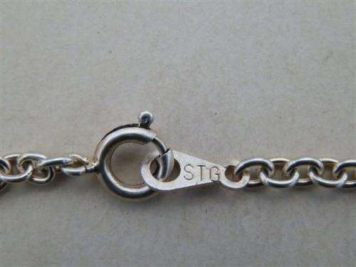 Smashing solid sterling silver mother of pearl pendant and chain - weight 48.7 g.