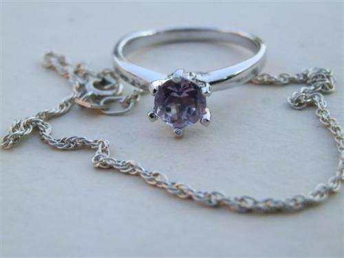 Marvelous solid sterling silver amethyst ring and bracelet combo - weight 3.35 g.