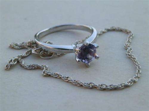 Marvelous solid sterling silver amethyst ring and bracelet combo - weight 3.35 g.