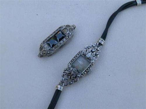 Amazing antique sterling silver Tosca lady's watch & watch case with stones - weight 24.8 g