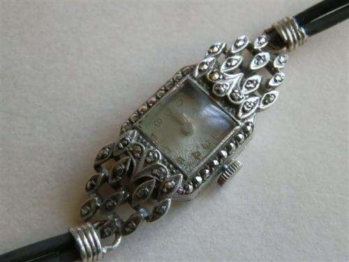 Amazing antique sterling silver Tosca lady's watch & watch case with stones - weight 24.8 g