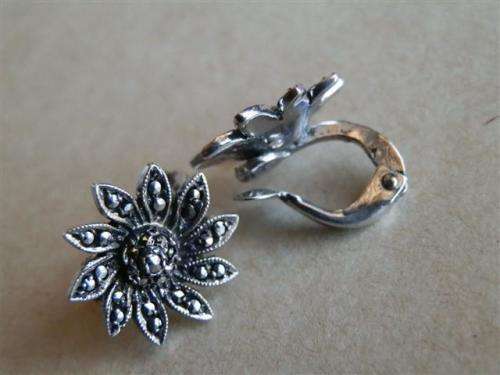 Stunning vintage solid sterling silver clip-on earrings - weight 3.9 g.