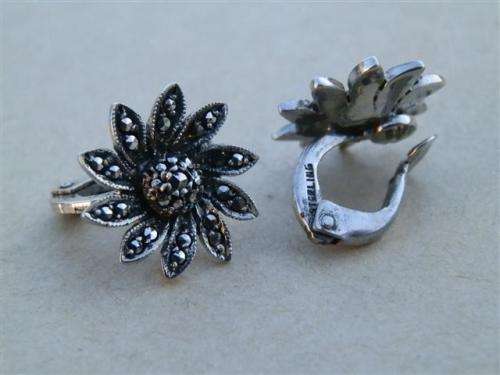 Stunning vintage solid sterling silver clip-on earrings - weight 3.9 g.