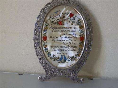Marvelous Antique Silver Framed `For the one I love` Plaque