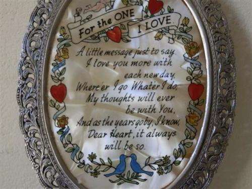 Marvelous Antique Silver Framed `For the one I love` Plaque