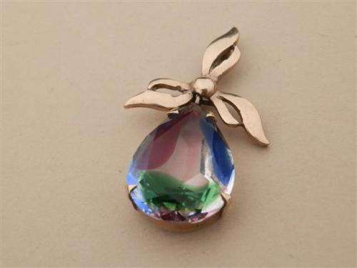 Elegant old vintage solid 9 ct rose gold Rhinestone pendant