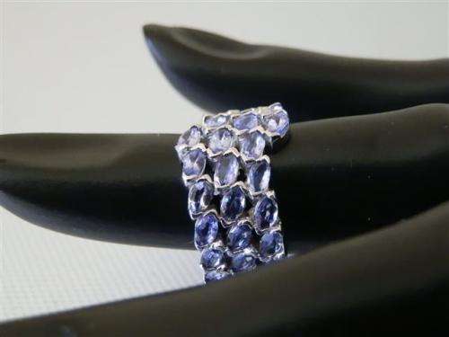 Exquisite 14 ct white gold over solid sterling silver natural Tanzanite ring