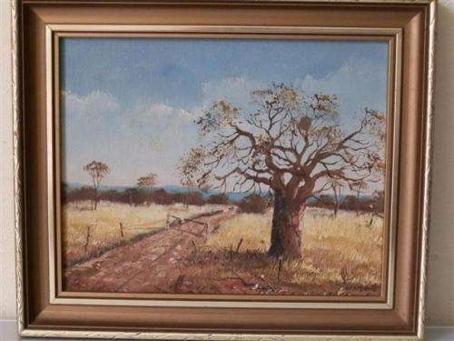 Vintage framed landscape painting